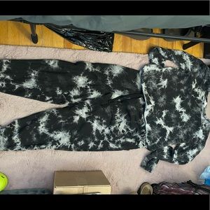 Black and Gray Tye Dye Sweatsuit